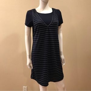 Crissa Navy Blue 2 Piece Jumper Dress NEW Size Large Short Sleeve Tee V Dress